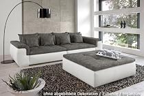 Big-Sofa in wei&szlig;/ grau mit Steppungen