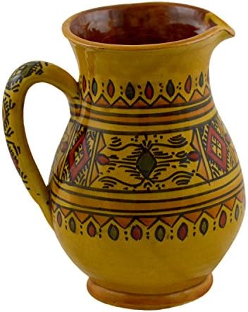 Moroccan Pitchers Sangria Handmade Ceramic Carafe Beverage Dispenser Jar Cooler Easy Pour 58 Oz Large