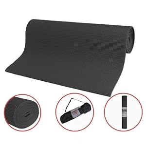 MAXSTRENGTH ® Yoga Mat Fitness Exercise Gym Aerobics Roll Up Non Slip with Carry Case Black