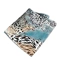 Silk scarf "Safari Queen" turquoise beige.