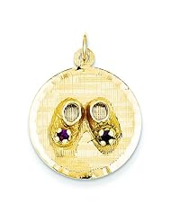 14K Gold Medium Engravable Baby Shoes on Disc Charm