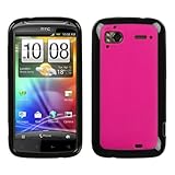 Solid Hot Pink/Solid Black Gummy Cover for HTC Sensation 4G