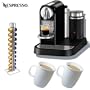 Nespresso CitiZ D120 Automatic Espresso Maker and Milk Frother, Limousine Black With Nespresso Capsule holder, And White Mug's