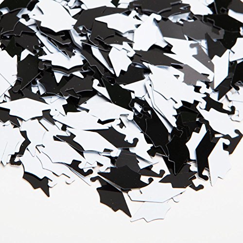 Black & White Grad Caps Confetti