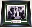 Red Auerbach Autographed Boston Celtics Piece with a custom framed 8x10 Photo with Bill Russell & Jo