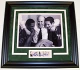 Red Auerbach Autographed Boston Celtics Piece with a custom framed 8x10 Photo with Bill Russell & Jo
