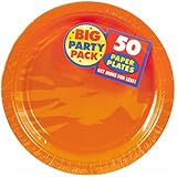 Amscan AMI 650013.05 Amscan Orange Big Party Pack Dinner Plates (50 Count), 9-Inch, 1, orange