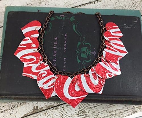 9 HEART Necklace. Recycled Soda Can Art. Coca Cola - Red Coke