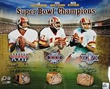 Joe Theismann, Mark Rypien and Doug Williams Washington Redskins Autographed/Hand Signed Super Bowl