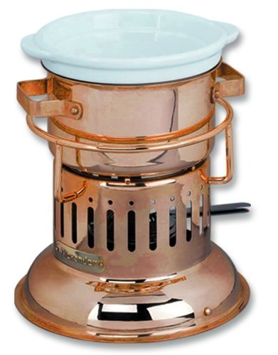 Copper and Ceramic Fondue Pot (Copper) (7.75″H x 6.5″W x 7.25″D)