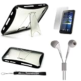 Black Cradle Kickstand Protective High Quality Stand Alone Hard Shell TPU Skin Cover Case for Samsung Galaxy Tab Tablet + Includes a Durable Screen Protector + Includes a Crystal Clear High Quality HD Noise Filter Ear Buds