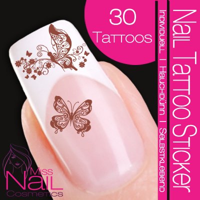 Nail Tattoo Sticker Schmetterling / Floral - braun Preisvergleich