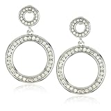 Leslie Danzis Silver-Tone Cubic Zirconium Circle Earrings , 2" ~ Leslie Danzis