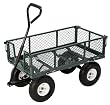 Farm & Ranch FR110-2 Steel Utility Cart with Removable Folding Sides and 10-Inch Pneumatic Tires, 400-Pound Capacity, 34-Inches by 18-Inches, Green Finish