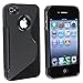 eForCity Black S Shape TPU Rubber Skin Case Compatible with Apple iPhone 4S