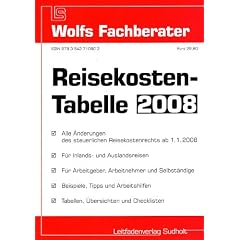 Reisekosten-Tabelle 2008