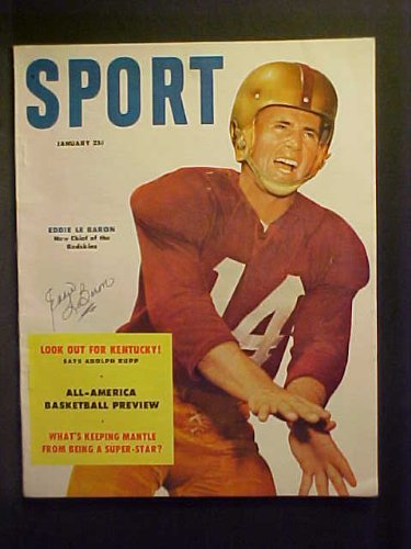 Eddie Le Baron Washington Redskins Autographed January 1954 Sport Magazine With Autographed Signing Note