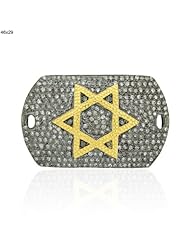 18kt Yellow Gold Diamond Pave David Star Connector Finding Silver Vintage Look Jewelry