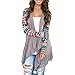 FangYi Women's Fashion Geometric Print Drape Front Cable Knit Cardigan