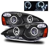 02-04 Acura RSX Black LED Halo Projector Headlights  w Amber by Luminx Lighting