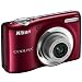 Nikon Coolpix L25 Digitalkamera (10 Megapixel, 5-fach opt. Zoom, 7,5 cm (3 Zoll) Display, bildstabilisiert) Kit inkl 2GB-Speicherkarte und Tasche rot
