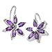 Floral Inspired French Wire Earrings With Genuine 6 MM Marquise Shaped Amethyst Side Stones In Silver. Floral Inspired French Wire Earrings With Genuine 6 MM Marquise Shaped Amethyst Side Stones In Silver.