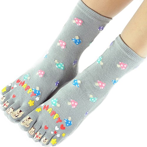 Women Toe Socks Funky Finger Socks Cute Cartoon Cotton Socks