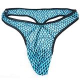 Hot See-through Mesh Pattern Sexy G String Low Rise Men's Thong Men's Underwear Blue
