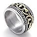 KONOV Vintage Mens Stainless Steel Band Ring, Gold Black Silver