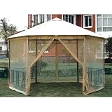 D.C. America Hexagon Gazebo with Insect Screen-Black/Beige
