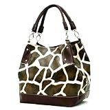 XL Brown Bottom Giraffe Designer Inspired Animal Print Handbag Purse Bag Tote
