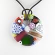 Multi-Color Millefiori Murano Glass Pendant - Daisy Multi-Color