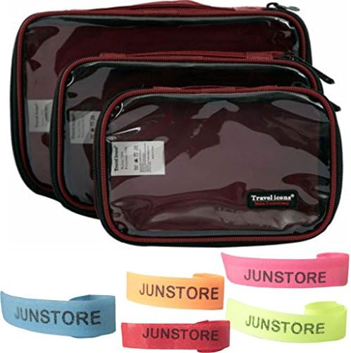 Waterproof 3pcs/set Portable Electronic Accessories Travel Organizer Case with Five Cable Tie(Red Wine)