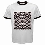 Men's Customized ARTISTIC BACKDROP BACKGROUND BLACK CIRCLE 100% Cotton White Ringer T-shirt