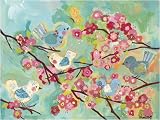 Cherry Blossom Birdies Canvas Reproduction