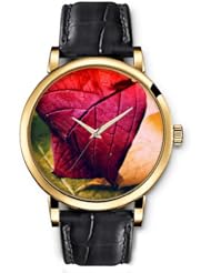 SPRAWL Aanalog Fashion Series Gold Ladies Watches of Genuine Black Leather Strap,Unique Wrist Watch for Women Girls Designed with There is nothing
