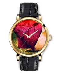 SPRAWL Aanalog Fashion Series Gold Ladies Watches of Genuine Black Leather Strap,Unique Wrist Watch for Women Girls Designed with Red leaf folded