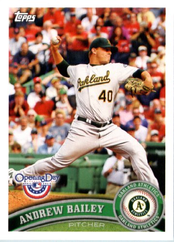 2011 Topps Opening Day Baseball Card #128 Andrew Bailey - Oakland Athletics - MLB Trading Card  In A Protective Screwdown Display Case!