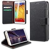 Note 3 Case, Galaxy Note 3 Case - ULAK Flip Wallet Case Stand Premium PU Leather Cover Protective Skin for Samsung Galaxy Note 3 N9000 w/ Magnetic Closure and Credit Card ID Holders (Black)