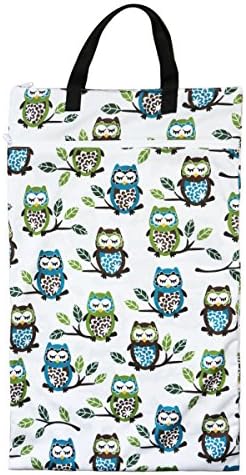 Nicole Area Reusable Large Hanging Wet And Dry Cloth Diapers Bag for Diapers or Laundry Multipurpose Storage Organizer Bag (Owl &amp; Tree)