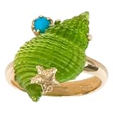 Tagliamonte - 14k Yellow Gold Laguna Green Seashell and Turquoise Ring, Size 6