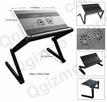 Adjustable Laptop Table with Cooler Laidback Laptop Desk Portable Bed Tray Book Stand A7
