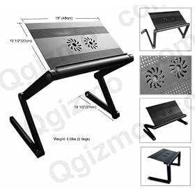 Adjustable Laptop Table with Cooler Laidback Laptop Desk Portable Bed Tray Book Stand A7