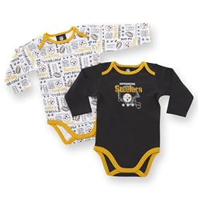 Gerber Two Pack Long Sleeve Steelers Bodysuit, Boys