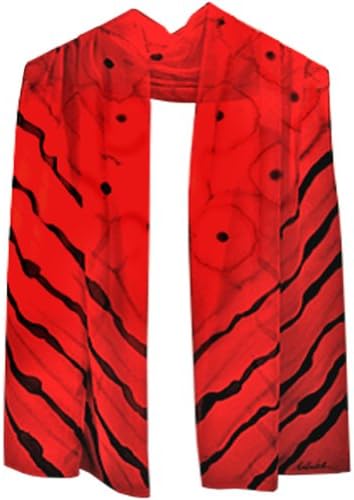 ULRIKE ~ Flame red with a vengeance trimmed with charred black lines and dots