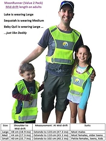 MoonRunner Reflective Running Vest (Value 2 Pack) Short-length Suits Kids & Adults