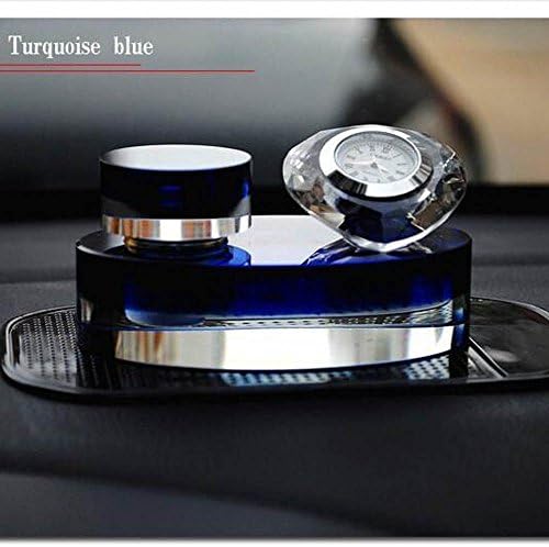 Crystal Perfume Seat Perfume Bottles Car Perfume Furnishing Articles Air Freshener with Clock Alarm by Superclub(Blue)