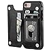 iPhone 8 Wallet Case with Card Holder,OT ONETOP iPhone 7 Case Wallet Premium PU Leather Kickstand Card Slots,Double Magnetic Clasp and Durable Shockproof Cover 4.7 Inch(Black)