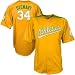Majestic Oakland Athletics #34 Dave Stewart Gold Laser Cooperstown Replica Jersey
