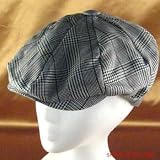 PLAID NEWSBOY CABBY DRIVER GATSBY CAP HAT BLACK Small Medium